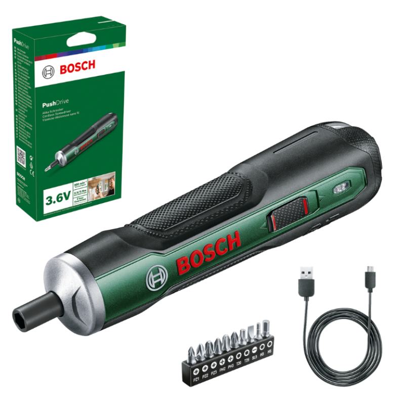 Bosch Pushdrive Accuschroevendraaier | Incl 10x Schroefbitset - 06039C6002